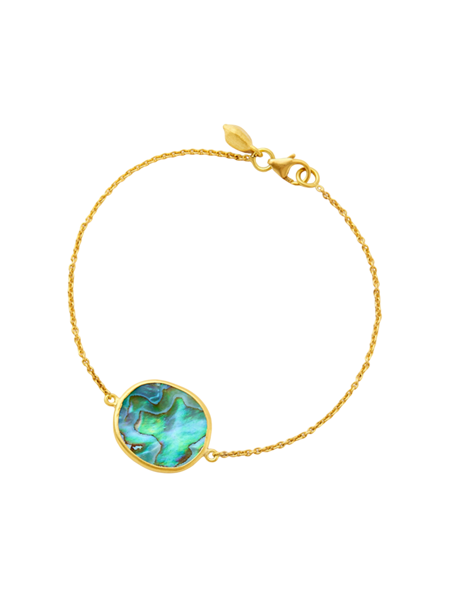 18kt gold venus paua shell single stone bracelet